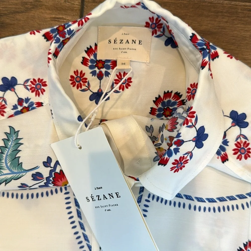 Sezane women’s 2 piece blouse and skirt. Malia collection. Shirt sz 4/skirt 2 - Picture 3 of 11